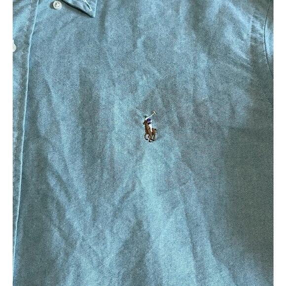 Ralph Lauren Men's XXL Preppy Aqua Blue Button Down Cotton Casual Dress Shirt - Picture 3 of 5